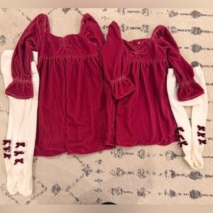 Janie and Jack Velvet Burgundy Dress and Tights